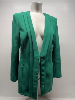 Mangano Giacca Hendersen Blazer Jacket Long Sleeve Pleated Green IT 46 US 10